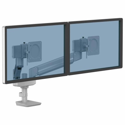 Ramię kompaktowe na 2 monitory TALLO™ (srebrne)